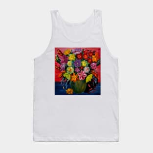 A beautiful bouquet of mixed flowers in a silver vase Tank Top